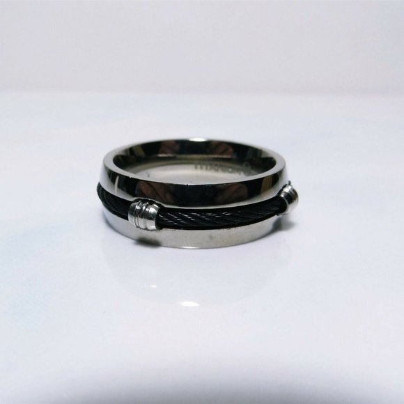 Amazing & Unique Titanium Band With Carbon Fiber Cable Accent Band NWT - Picture 4 of 5